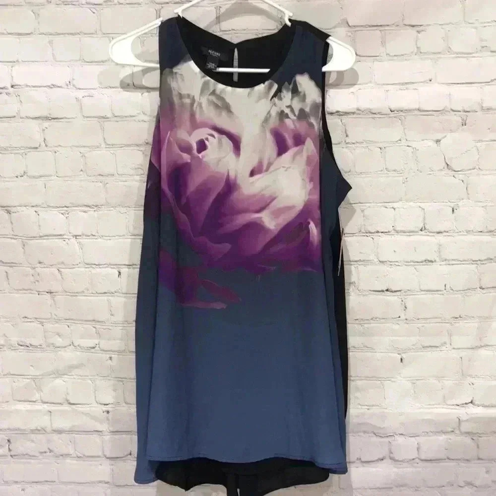 Alfani Woman Blossom Print Tank Top Size 14W